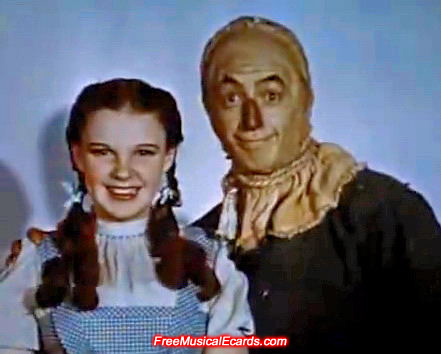 Pretty Judy Garland as Dorothy with Ray Bolger as the Scarecrow
