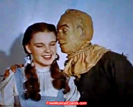 Pretty Judy Garland as Dorothy with Ray Bolger as the Scarecrow