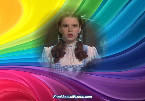 Judy Garland as Dorothy in the rainbow