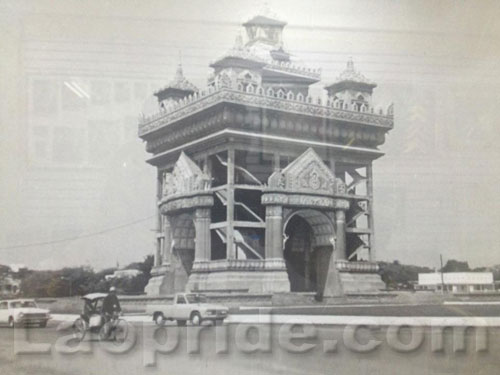 Construction stage of Patuxay monument in Vientiane