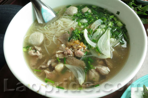 Fur noodle soup in Laos