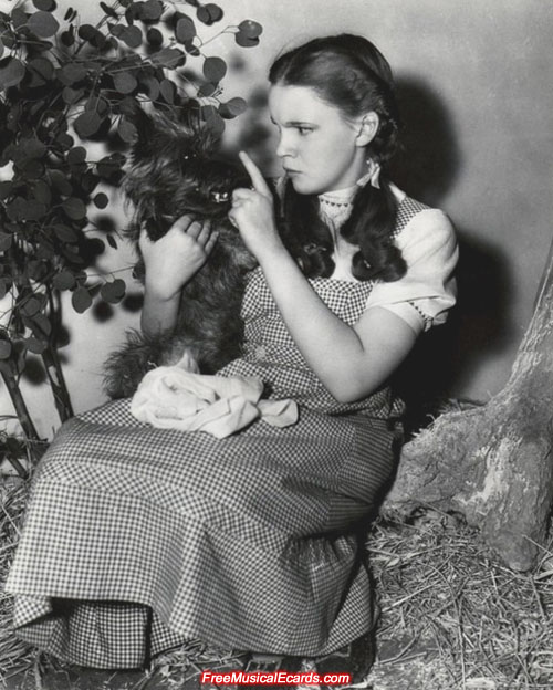 Judy Garland as Dorothy behind the scenes in The Wizard of Oz