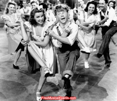 Judy Garland as Penny, and Mickey Rooney as Tommy in Babes on Broadway