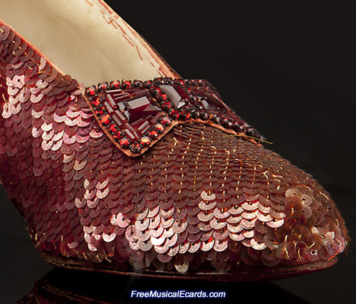 Sequins on the ruby slippers worn by Judy Garland in The Wizard of Oz