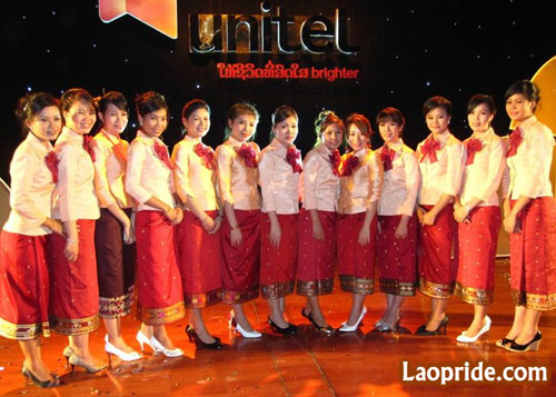 Unitel girls in Vientiane, Laos