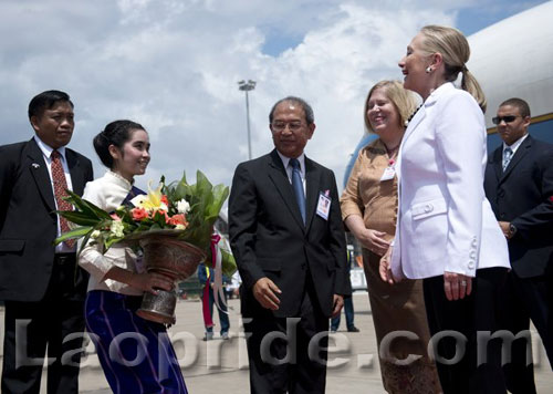 US Secretary of State Hillary Clinton visits Laos