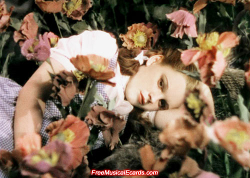 Rare behind-the-scenes photo of Judy Garland in the Poppy Field