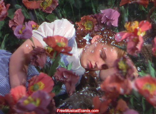 Judy Garland as Dorothy sleeping in the Poppy Field