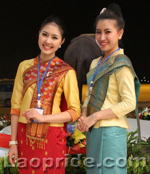 Two Lao Airlines hostesses