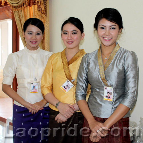 Three Lao Airlines hostesses