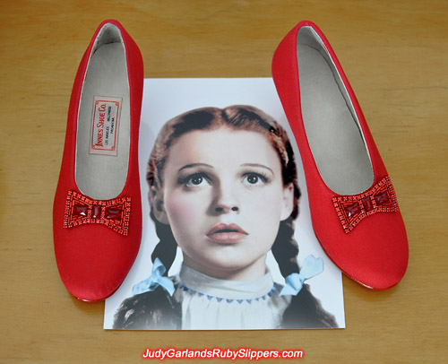 Custom-made size 5B base shoes for Judy Garland's ruby slippers