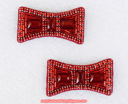 Hand-sewn bows near identical to the bows on the original ruby slippers