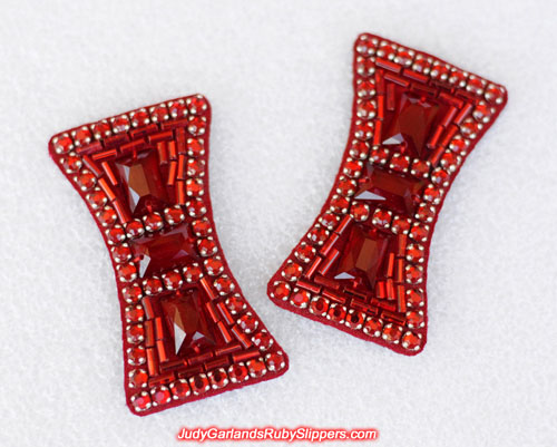 Hand-sewn bows near identical to the bows on the original ruby slippers