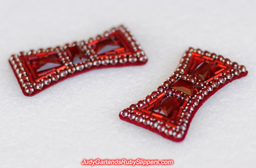 Hand-sewn bows near identical to the bows on the original ruby slippers