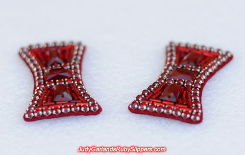 Hand-sewn bows near identical to the bows on the original ruby slippers