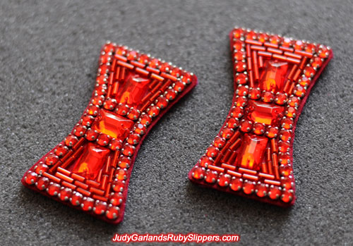 Hand-sewn bows near identical to the bows on the original ruby slippers