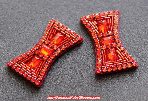 Hand-sewn bows near identical to the bows on the original ruby slippers