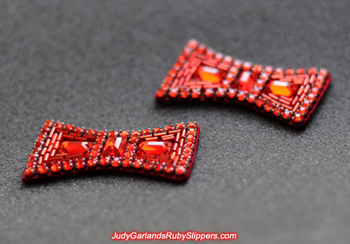 Hand-sewn bows near identical to the bows on the original ruby slippers