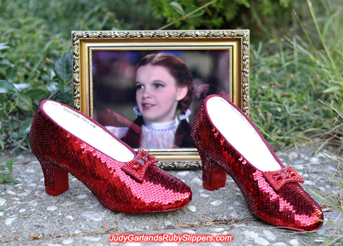 Hand-sewn replica ruby slippers