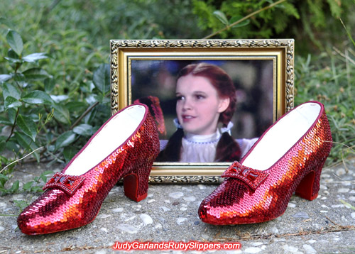 Hand-sewn replica ruby slippers