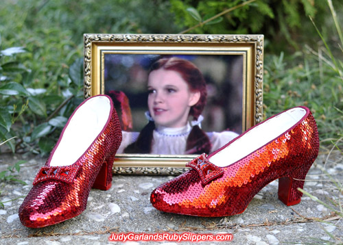 Hand-sewn replica ruby slippers