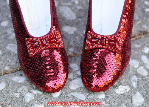 Hand-sewn replica ruby slippers