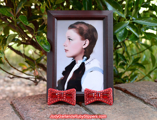 High quality bows set and ready for Judy Garland's ruby slippers