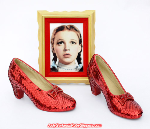 High quality hand-sewn pair of ruby slippers