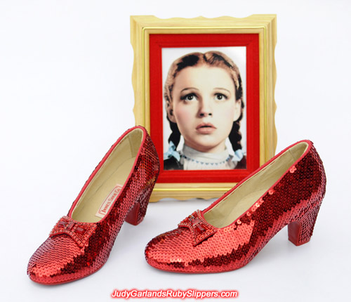 High quality hand-sewn pair of ruby slippers