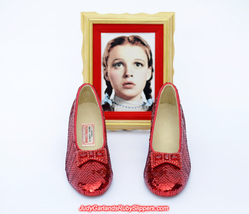 High quality hand-sewn pair of ruby slippers