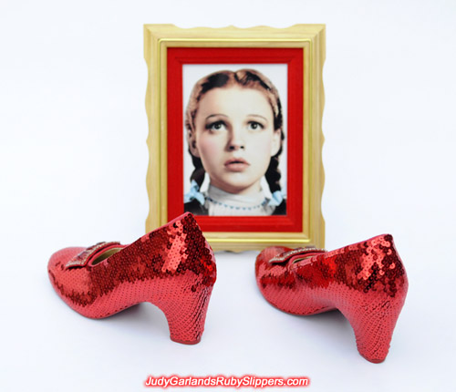 High quality hand-sewn pair of ruby slippers