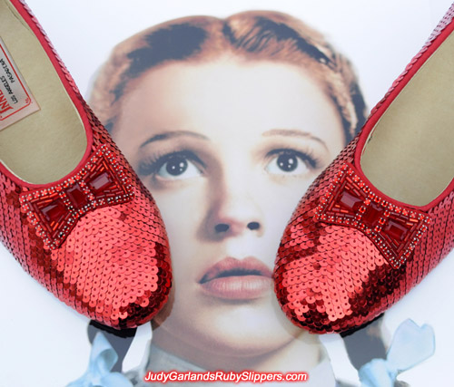 High quality hand-sewn pair of ruby slippers