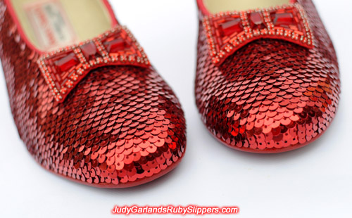 High quality hand-sewn pair of ruby slippers