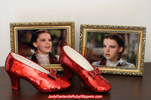 High quality pair of hand-sewn ruby slippers