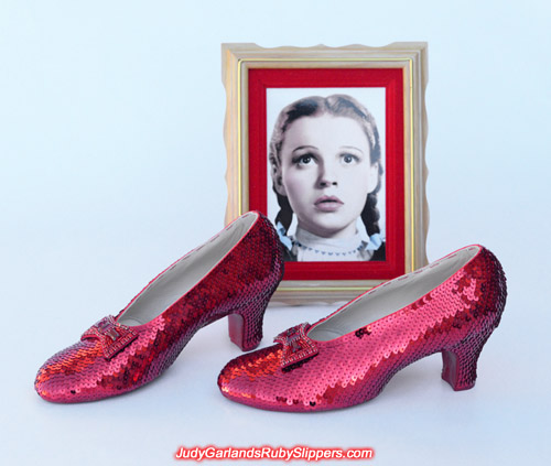 High quality ruby slippers in Judy Garland's shoe size 5B