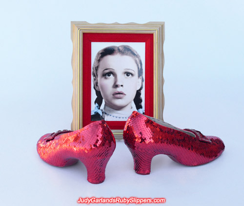 High quality ruby slippers in Judy Garland's shoe size 5B