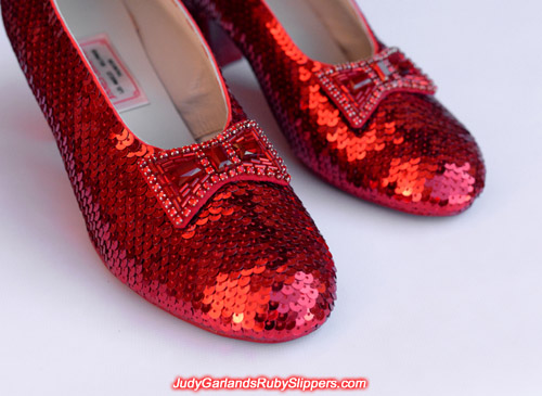 High quality ruby slippers in Judy Garland's shoe size 5B