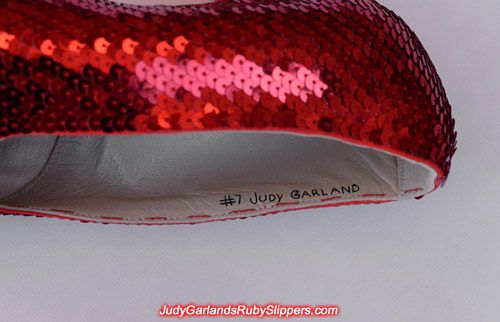 High quality ruby slippers in Judy Garland's shoe size 5B