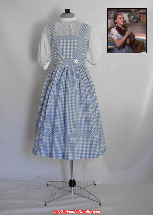 Judy Garland as Dorothy's blue-and-white cotton gingham pinafore dress and blouse