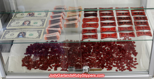 Materials for Judy Garland's ruby slippers