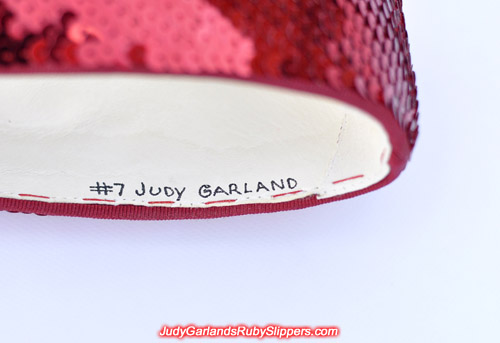 #7 Judy Garland is written inside both shoes