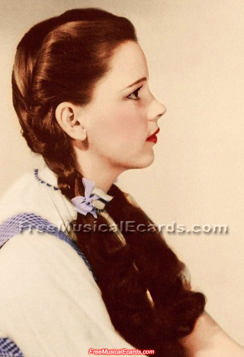 Rare side view color photo of Judy Garland as Dorothy