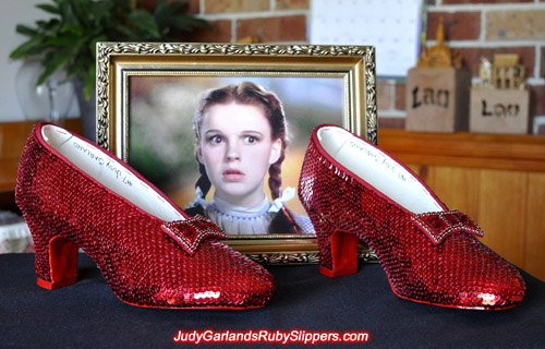 Replica of the ruby slippers as worn by Judy Garland as Dorothy