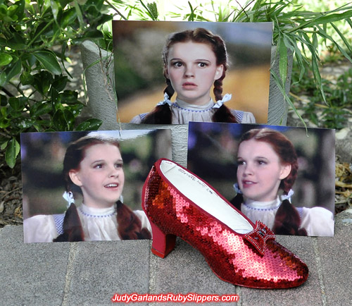 Sequining Judy Garland's ruby slippers