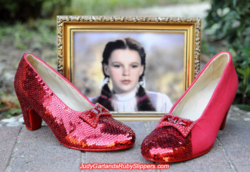 Sewing, sewing and more sewing on Judy Garland's ruby slippers