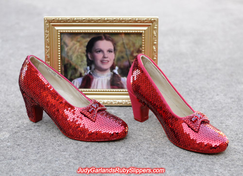 Sewing, sewing and more sewing on Judy Garland's ruby slippers