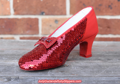 The right shoe of Judy Garland's ruby slippers is taking shape