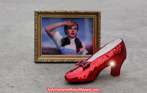 The right shoe of Judy Garland's ruby slippers