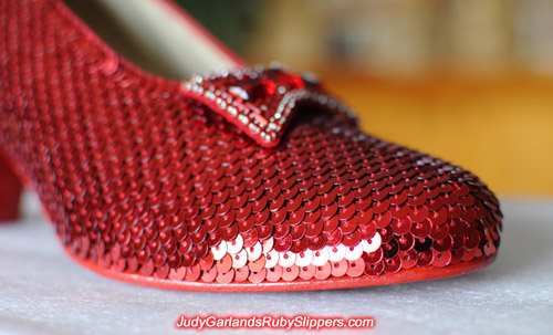 The ruby slippers is half way finished with the right shoe done