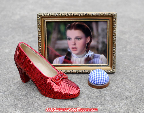 The ruby slippers is half way finished with the right shoe done